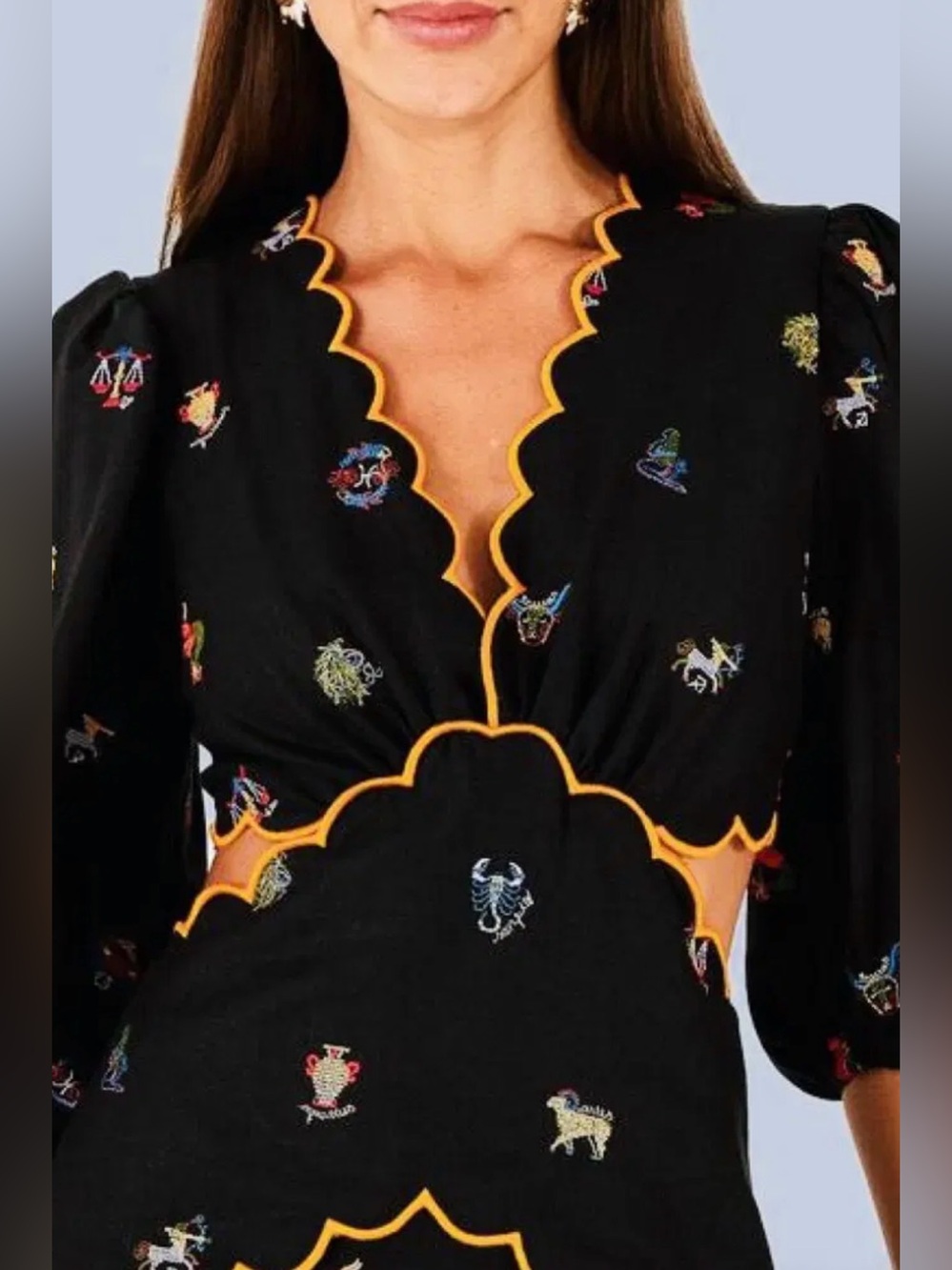 NWT Farm Rio Zodiac Cross Stitch Cut Out Dress Size Medium - Picture 2 of 10